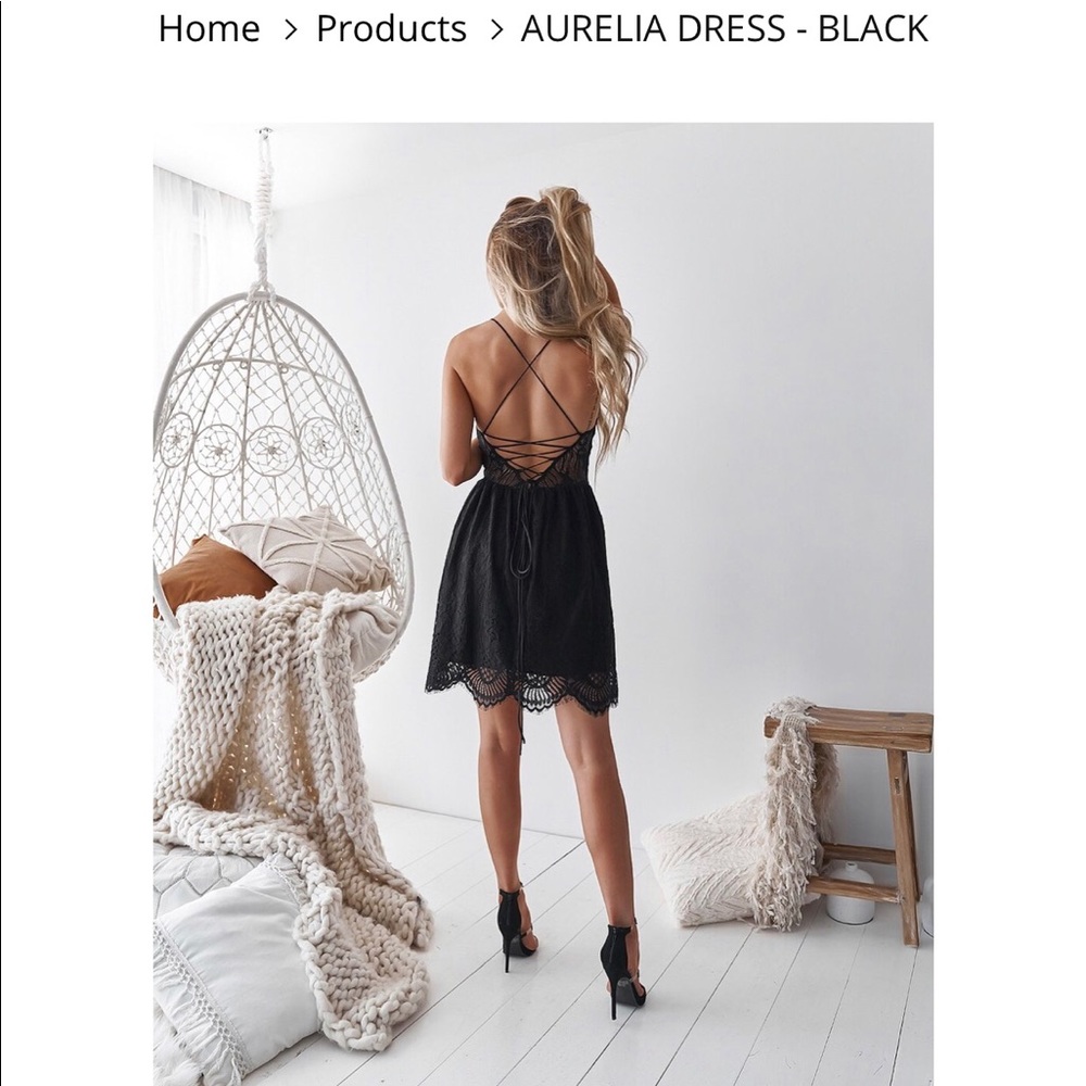 Black lace up dress